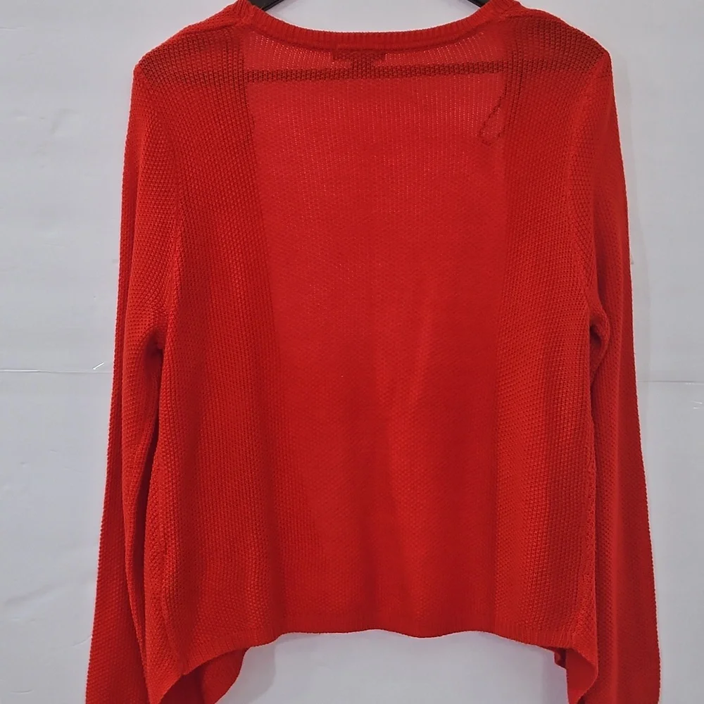 H&M Red Basket Weave Open Cardigan Womens Sz Med
